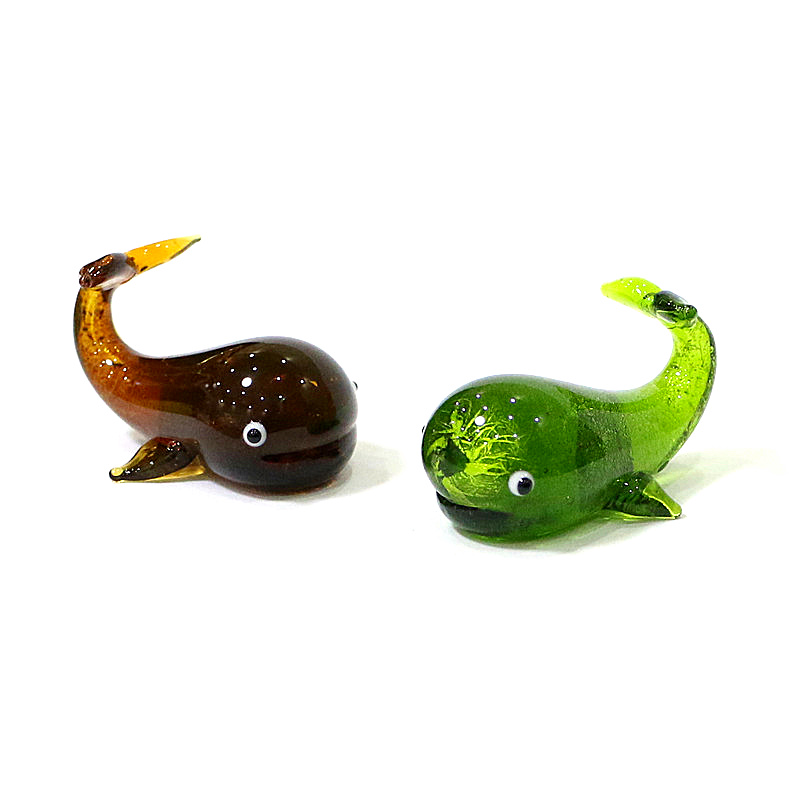 Marine Aquarium Home - Murano Glass Whale Miniature Figurine Silver