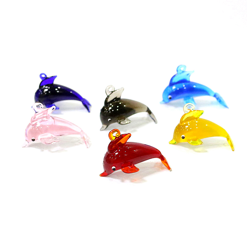 Marine Aquarium Design - Cute Dolphin Charm Glass Pendant Miniature