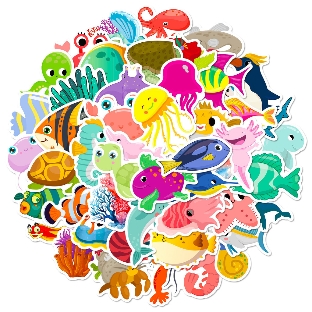 50Pcs Marine Life Stickers - C - Marine Aquarium Design ulasan dan harga
