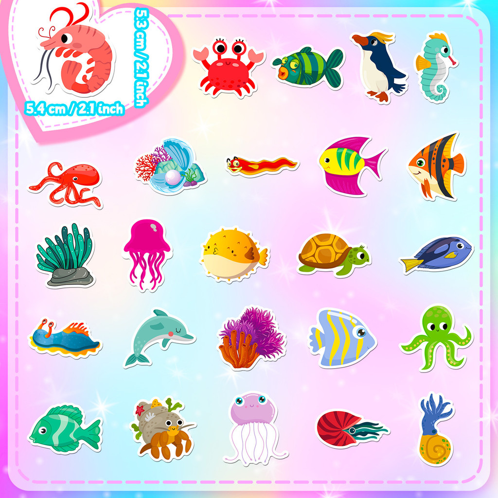 50Pcs Marine Life Stickers - C - Marine Aquarium Design ulasan dan harga