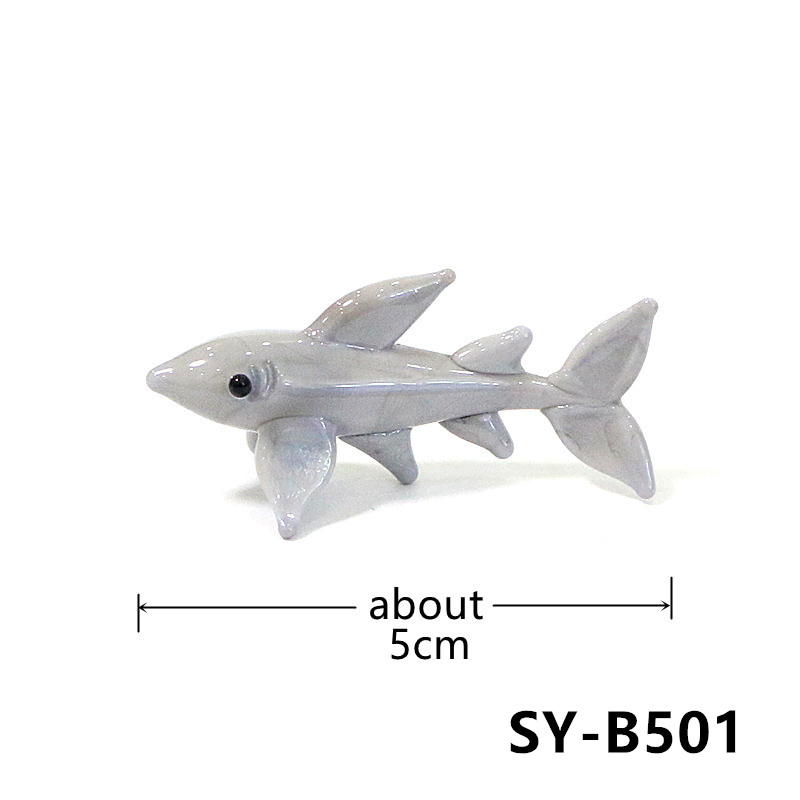 Handmade Mini Glass Shark Figu - Marine Aquarium Home ulasan dan harga