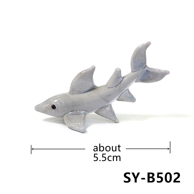 Handmade Mini Glass Shark Figu - Marine Aquarium Home ulasan dan harga